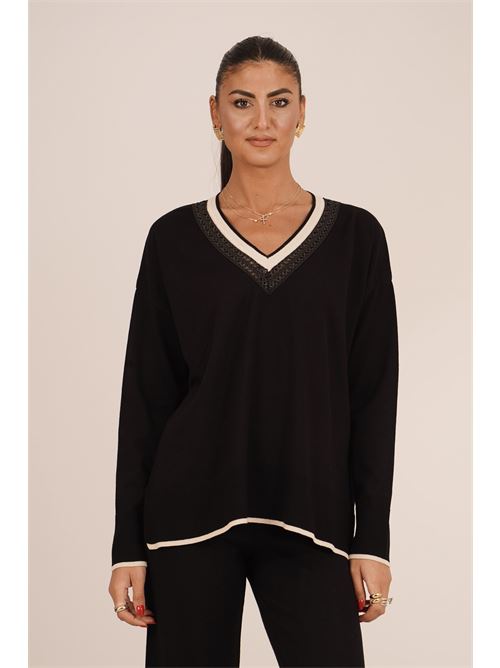 Maglia in viscosa Love To Love by Gai Mattiolo | LT674NERO/BEIGE